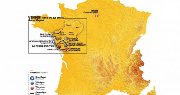 Tour De France 2018 La Carte Du Parcours Officiel Et Grand Depart De Vendee Le Reporter Sablais